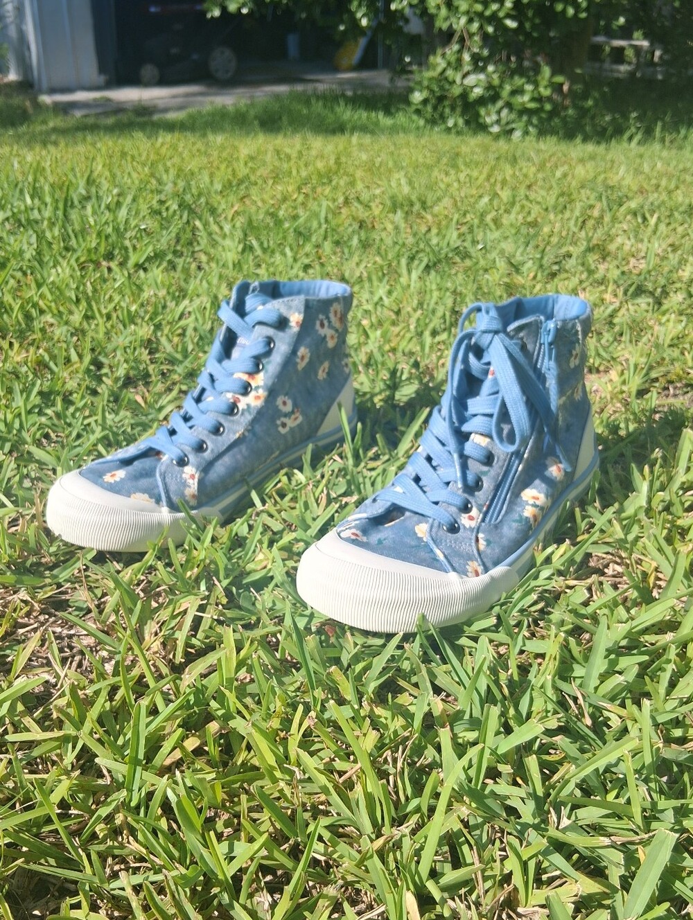 Rocket Dog Blue Floral High-Top Sneakers - Picture 4 of 6